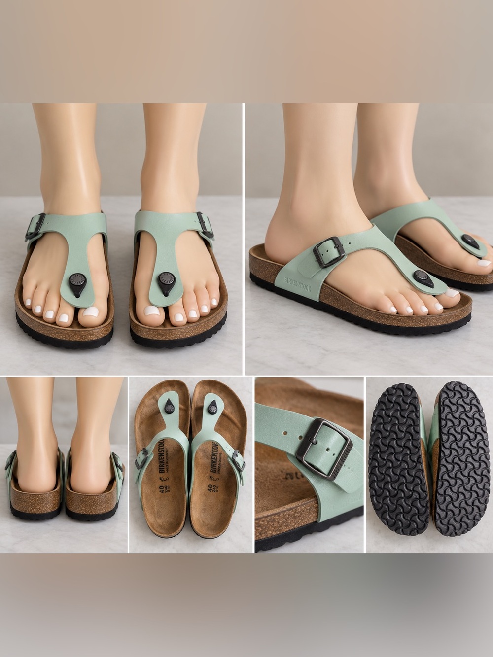 Birkenstock Gizeh Thong Sandals in Sage Green